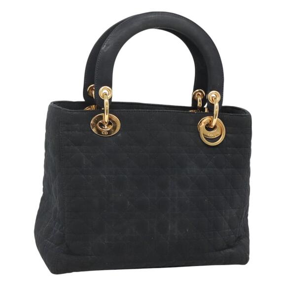 DIOR Canage Hand Bag Nylon Navy Gold - Picture 1 of 12